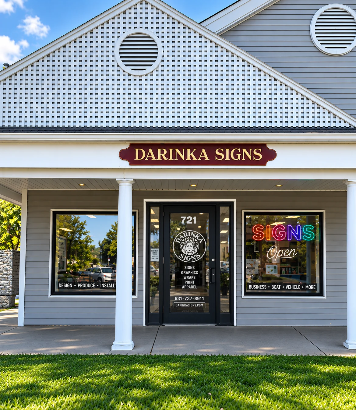 Darinka Signs storefront on East Main Street in Riverhead