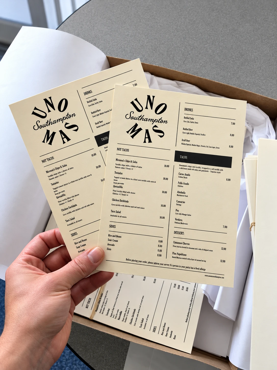 Uno Mas Southampton Menus, Southampton, NY